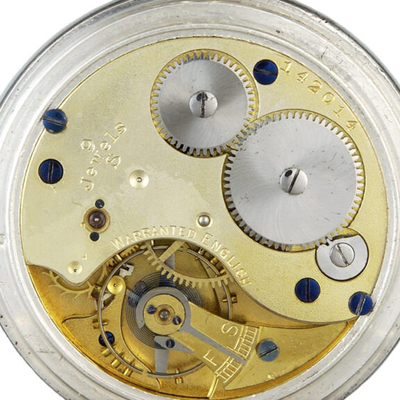 English silver half-hunting cased lever pocket watch Circa 1919 English silver half-hunting cased lever pocket watch Circa 1919