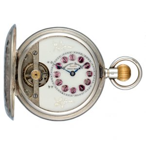 Rare Swiss silver eight day lever with visible balance Circa 1919