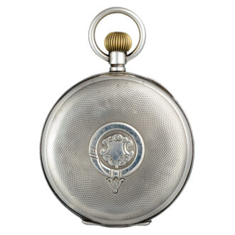 Swiss lever in an engine turned silver half hunter case Circa 1919