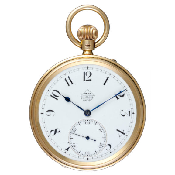 A large English lever by Dent in a gold open face case Circa 1920