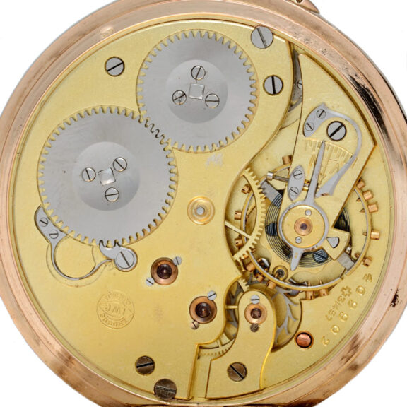 A lever pocket watch by IWC in a gold open face case Circa 1920 A lever pocket watch by IWC in a gold open face case Circa 1920