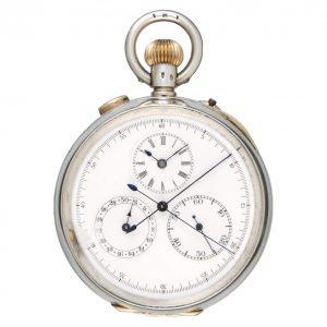 An unusual silver Swiss split seconds chronograph Circa 1921