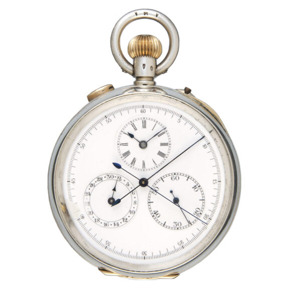 An unusual silver Swiss split seconds chronograph Circa 1921