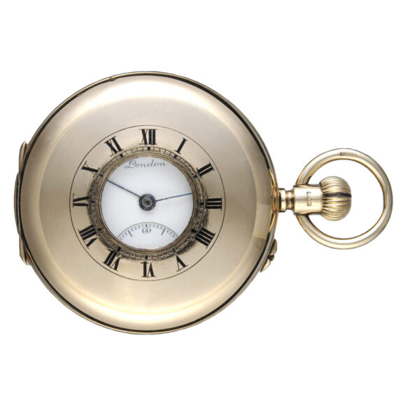 An English lever pocket watch in gold half hunter case Circa 1922
