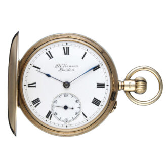 An English lever pocket watch in gold half hunter case Circa 1922