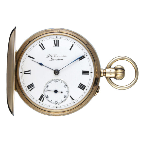 An English lever pocket watch in gold half hunter case Circa 1922 An English lever pocket watch in gold half hunter case Circa 1922