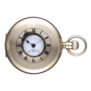 A Swiss lever pocket watch in a gold half hunter case Circa 1927