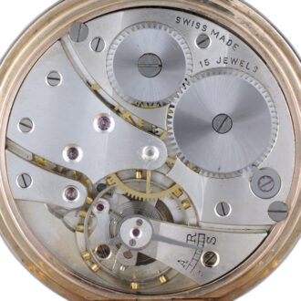 A Swiss lever pocket watch in a gold half hunter case Circa 1927