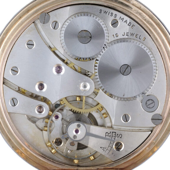 A Swiss lever pocket watch in a gold half hunter case Circa 1927 A Swiss lever pocket watch in a gold half hunter case Circa 1927
