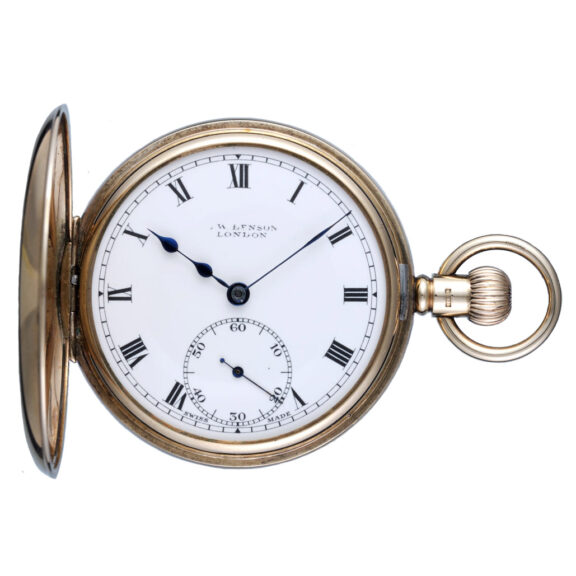 A Swiss lever pocket watch in a gold half hunter case Circa 1927 A Swiss lever pocket watch in a gold half hunter case Circa 1927
