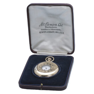 A Swiss lever pocket watch in a gold half hunter case Circa 1927
