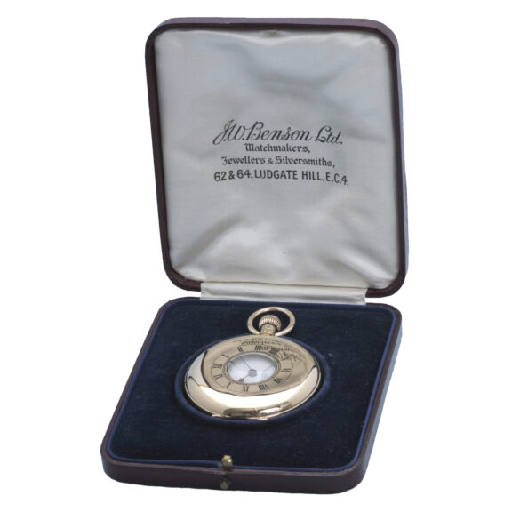 A Swiss lever pocket watch in a gold half hunter case Circa 1927 A Swiss lever pocket watch in a gold half hunter case Circa 1927
