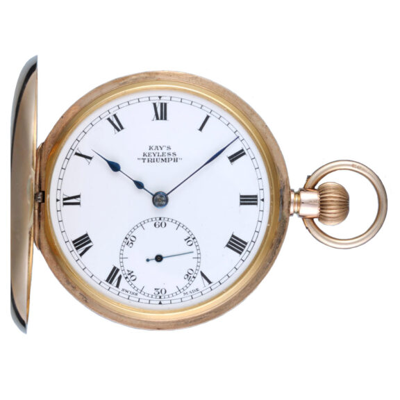 A Swiss lever pocket watch in a gold half hunter case Circa 1929