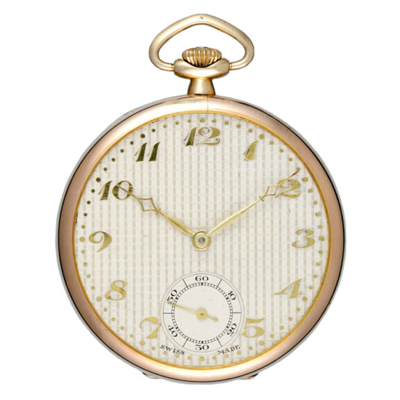 Swiss 9 carat gold open faced lever pocket watch Circa 1929