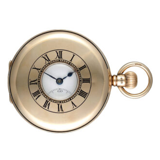 A Swiss lever pocket watch in a gold half hunter case Circa 1929