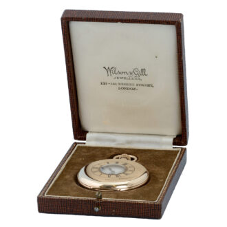 A Swiss lever pocket watch in a gold half hunter case Circa 1929