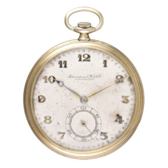 A lever pocket watch by IWC in a gold open face case Circa 1930