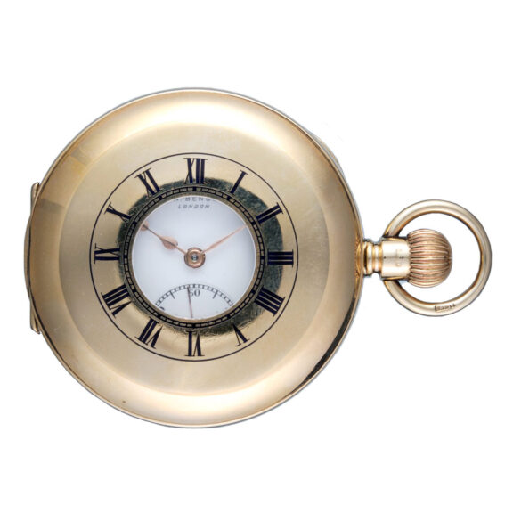 A Swiss lever pocket watch in a gold half hunter case Circa 1932