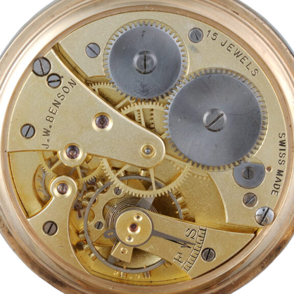 A Swiss lever pocket watch in a gold half hunter case Circa 1932 A Swiss lever pocket watch in a gold half hunter case Circa 1932