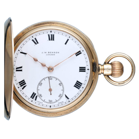 A Swiss lever pocket watch in a gold half hunter case Circa 1932 A Swiss lever pocket watch in a gold half hunter case Circa 1932
