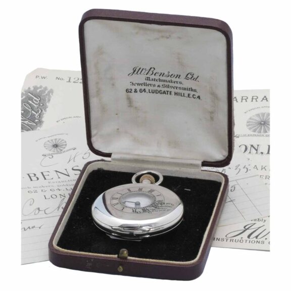A Swiss lever pocket watch in a silver half hunter case Circa 1935 A Swiss lever pocket watch in a silver half hunter case Circa 1935