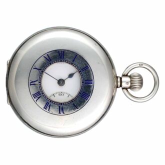A Swiss lever pocket watch in a silver half hunter case Circa 1937 A Swiss lever pocket watch in a silver half hunter case Circa 1937