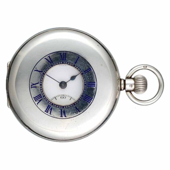 A Swiss lever pocket watch in a silver half hunter case Circa 1937 A Swiss lever pocket watch in a silver half hunter case Circa 1937