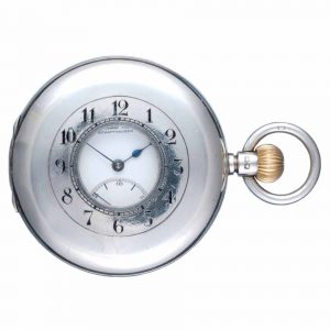 Lever pocket watch by IWC in a silver half hunter case Circa 1939