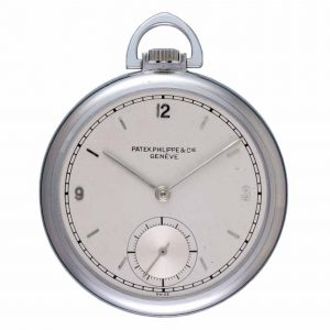 Stainless steel lever pocket watch by Patek Philippe Circa 1945