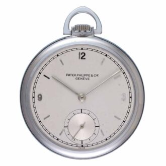 Stainless steel lever pocket watch by Patek Philippe Circa 1945