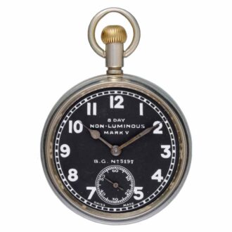 Eight-day Swiss nickle lever deck watch with black dial Circa 1945