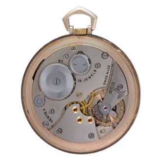A Swiss lever dress watch in a gold open face case Circa 1949