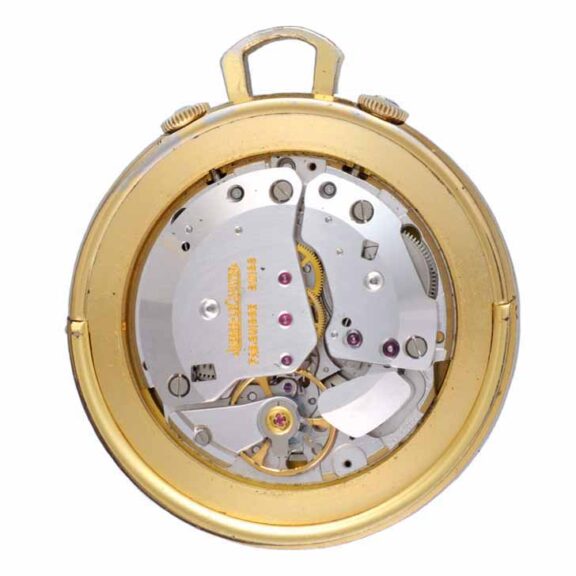 Lever alarm watch with calendar in gilt travelling case Circa 1960 Lever alarm watch with calendar in gilt travelling case Circa 1960