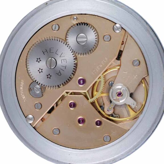 A Swiss deck watch in a stainless steel open face case Circa 1970 A Swiss deck watch in a stainless steel open face case Circa 1970