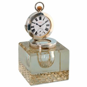 Swiss lever in substantial silver and glass inkwell stand Circa 1906