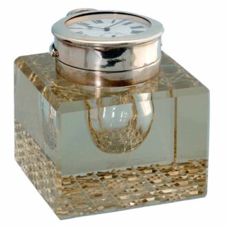 Swiss lever in substantial silver and glass inkwell stand Circa 1906