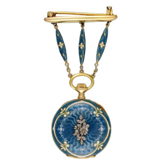 Small Swiss gold and enamel lever pendant watch Circa 1909