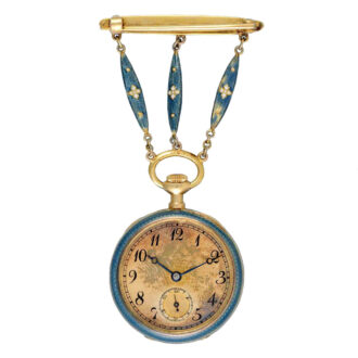 Small Swiss gold and enamel lever pendant watch Circa 1909