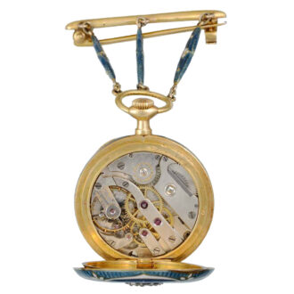 Small Swiss gold and enamel lever pendant watch Circa 1909
