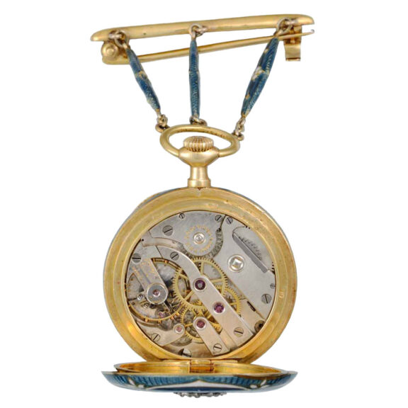 Small Swiss gold and enamel lever pendant watch Circa 1909 Small Swiss gold and enamel lever pendant watch Circa 1909