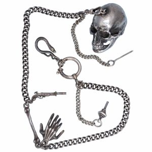 Swiss silver lever in the form of a skull with chain Circa 1920