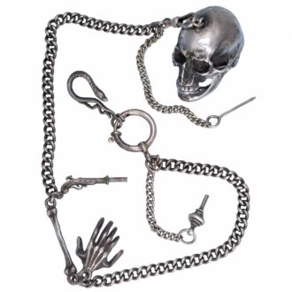 Swiss silver lever in the form of a skull with chain Circa 1920