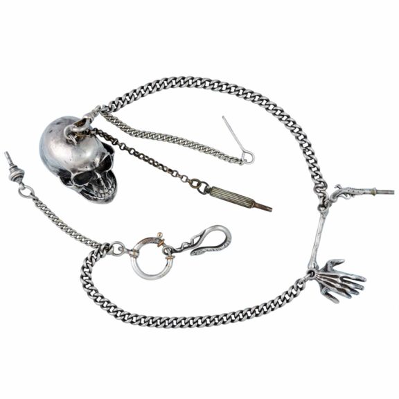 A Swiss silver lever pocket watch in the form of a skull Circa 1930