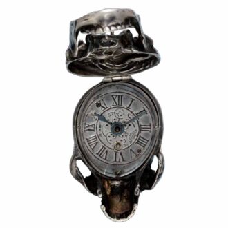 A Swiss silver lever pocket watch in the form of a skull Circa 1930
