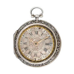 English verge clockwatch in silver pair cases Circa 1690