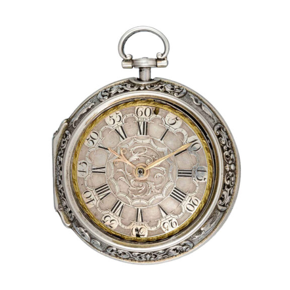 English verge clockwatch in silver pair cases Circa 1690