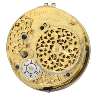 Silver verge with champlevé sun and moon dial Circa 1695