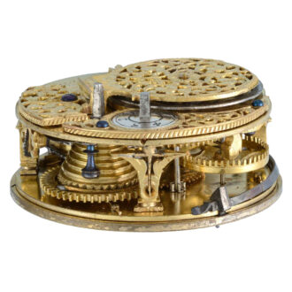 Silver verge with champlevé sun and moon dial Circa 1695
