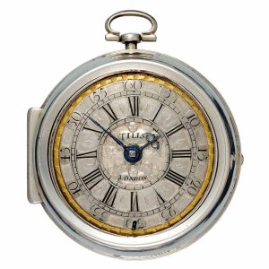 A large silver English verge with silver champlevé dial Circa 1700