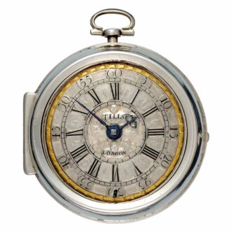 A large silver English verge with silver champlevé dial Circa 1700